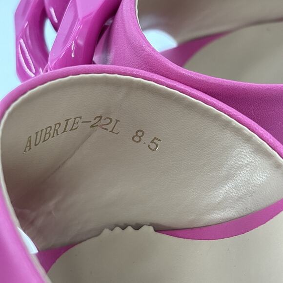 Rampage Shoes Womens Size 8.5 Pink Open Toe Heel Aubrie-22L Chain Slide Sandals - Picture 4 of 9